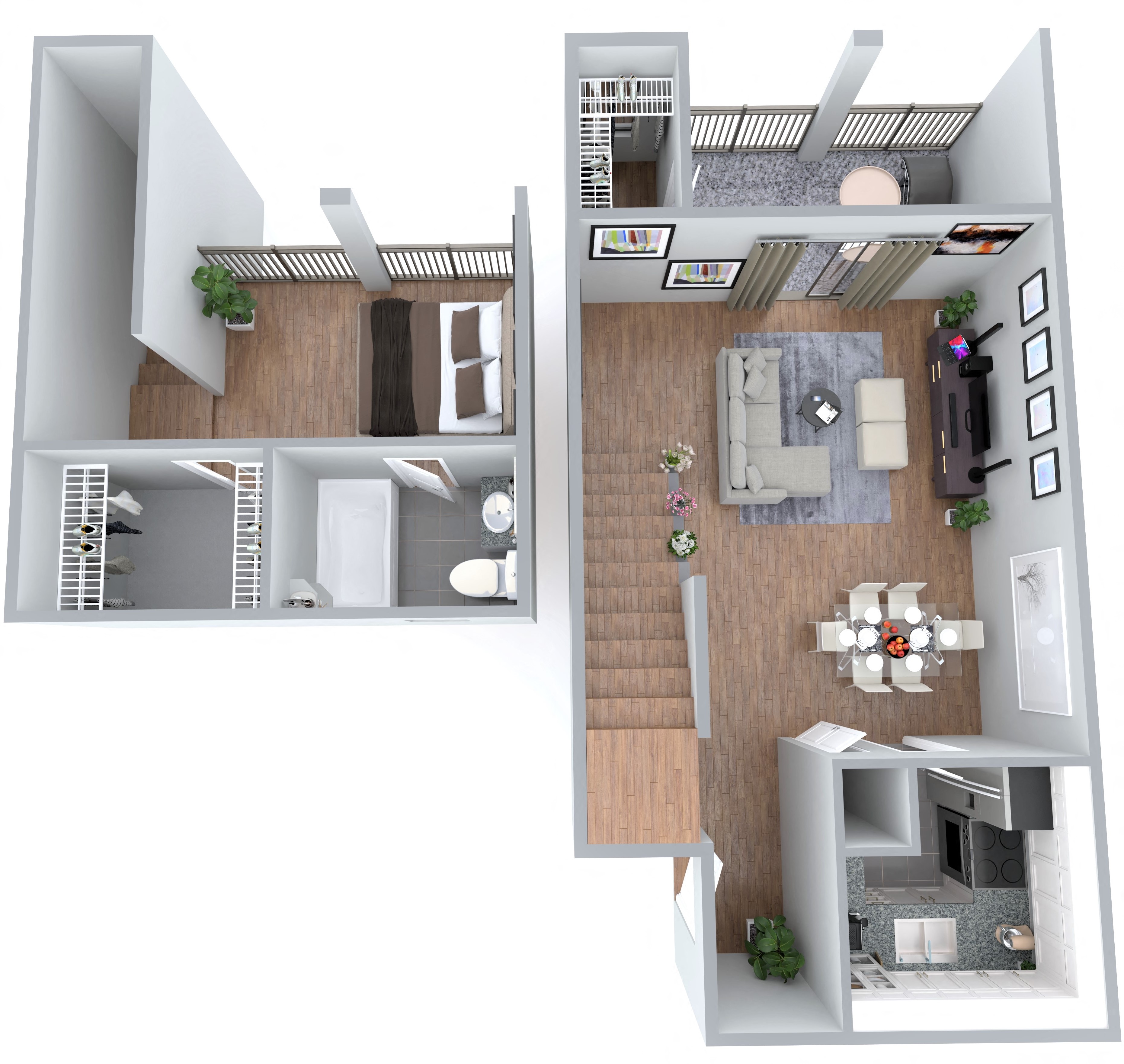 Floor plan for 1 bed, 1 bath, 700 sqft